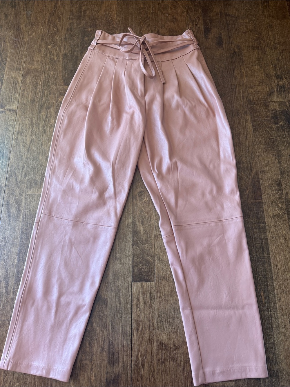 Blank NYC Anthropology Blush Pink Faux Leather Paperbag Trousers Size 26